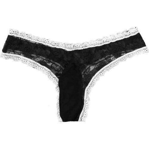 Lingerie Sissy Panties Gay Mens See-through Lace Briefs Bulge Pouch Floral Pattern G-string Sexy Underwear Underpants for Men