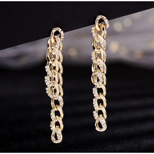 HUAMI Hip Hop Street Earrings Chain Thick Long Personality Women Fashion Jewelry High Quality Silver Needle Gold Drop Earrings
