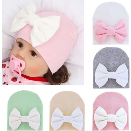 Winter Newborn Baby Hat Princess Bowknot Cotton Soft Infant Babe Beanie Cap 0-6Months Girl Headwrap