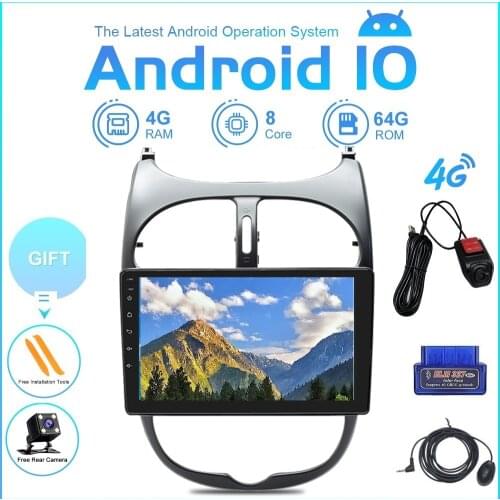 Zltoopai 9" Android 10 4G/Wifi For Peugeot 206 2001-2008 Car Multimedia Player GPS Navigation Auto Radio Head Unit Stereo DSP