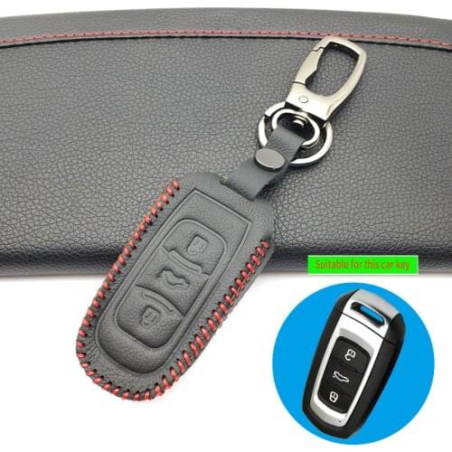 100% Leather Car Key fob Case Cover Shell Set Holder for Geely Emgrand EC715 EC718 Global Hawk GX7 Remote Accessories