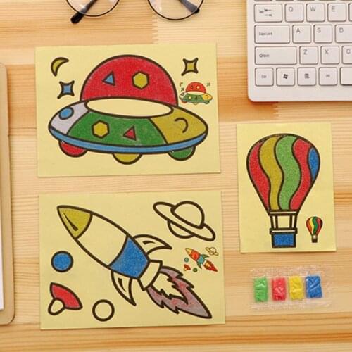20Pcs Sand Drawing Children DIY Color Drawing Toys Cartoon Kid Educational Learning Creative Drawing Toys Paint Learning Cards