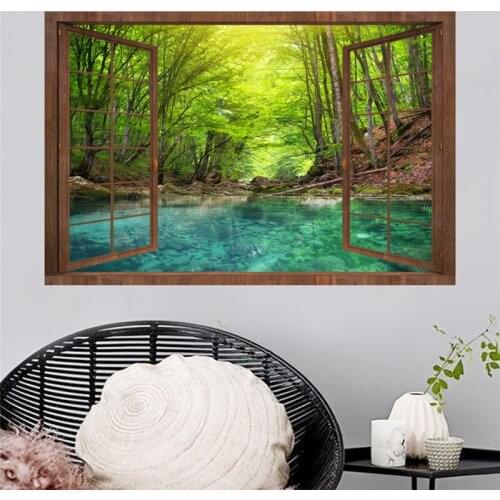 3D Faux Window View Wall Sticker Landscape Home Decor Art Wallpaper Mural Removable Living Room Decor