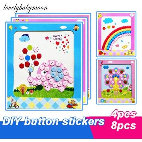 4pcs/8pcs Kids DIY Button Stickers Drawing Toys Handmade School Art Class Painting Drawing Craft Toys Children Early Educational