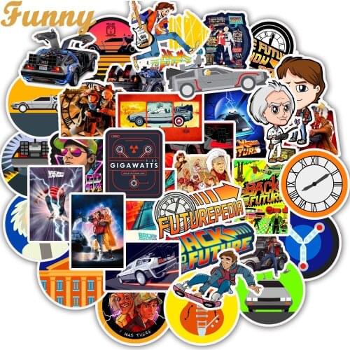 50 PCS Back to the Future Stickers for Car Styling Bike Motorcycle Phone Laptop Travel Luggage Cool Funny Spoof JDM Decal