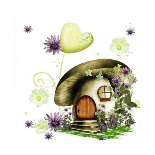 5D Round Full Diamond Embroidery Cartoon DIY Diamond Painting Mushroom House Full Square Drill Heart Picture of Rhinestone