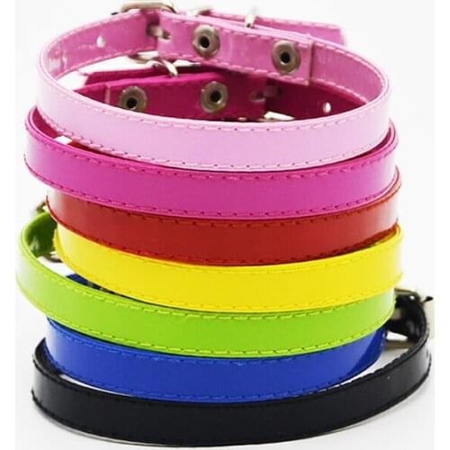 7 Candy Colors Cute Fashion PU Leather Small Dog Collars with Bells Pet Necklace Puppy Kitten Cat Collars Free Shipping