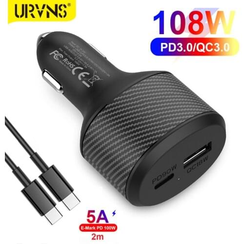 108W/84W Car Charger, USB C PD 90W/65W/60W/45W/30W/20W, USB QC3.0 For Type-C Laptops iPhone12/11/SE Xiaomi Samsung XPS 13/15/17