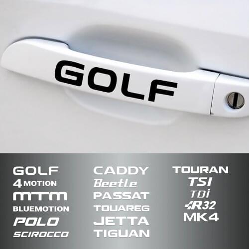 Car Styling 4PCS Mirrors Wiper Decor Stickers Auto Door Handle Decals For Volkswagen golf 4 motion MTM Blue Motion Polo