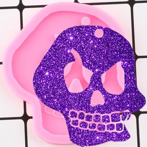 Shiny Halloween Head Skull Silicone Mold Pendant Clay DIY Jewelry Making Epoxy Resin Molds Craft Keychain Handmade Charms Mould