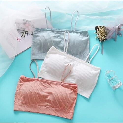 Wireless Sports Bra Young Teen In Bras Tank Top with Built In Bra Solid Color Cotton Camisole Easy Comfort Beautiful Back