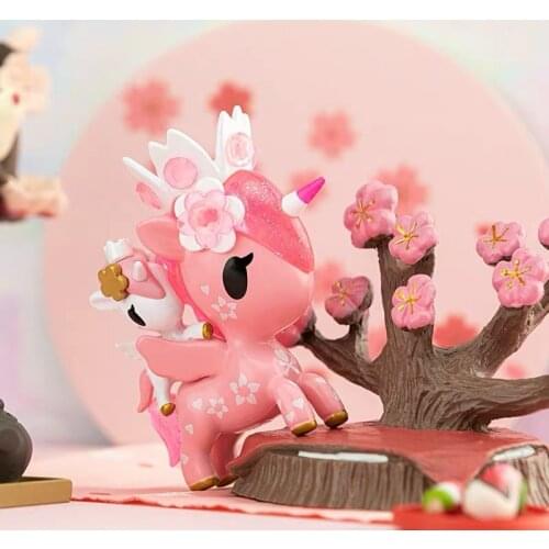 Original Anime Tokidoki Unicorn Cherry Blossom Series Figurines Blind Box Action Figure Toys Kawaii Desktop Model Birthday Gift