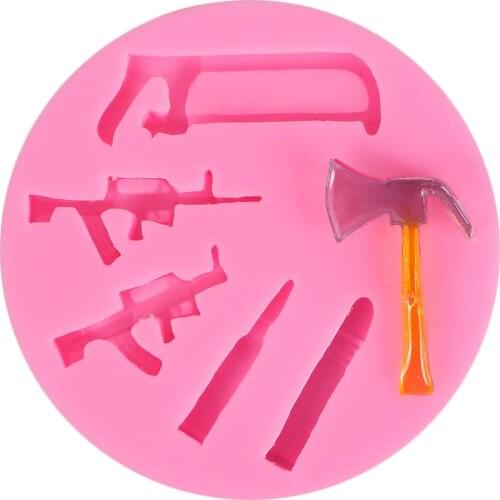 Tools Shape Silicone Mold Gun Bullet Saw Axe Cake Decorating Tools DIY Cake Cupcake Fondant Chocolate Sugarcraft Candy Mould