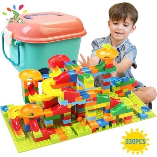 Hot Marble Race Run Small Block Maze Ball Track Building Blocks Funnel Slide Blocks DIY Assembly Bricks Toy For Children Gift