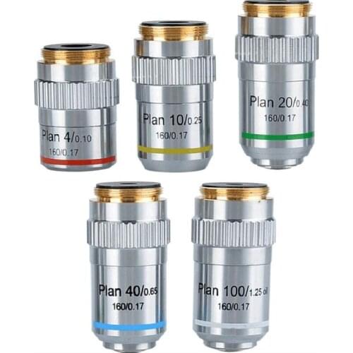 Microscope Lens Accessories Biological Microscope 195 Plan Achromatic Objective 4X 10X 20X 40X 60X 100X Times Professional