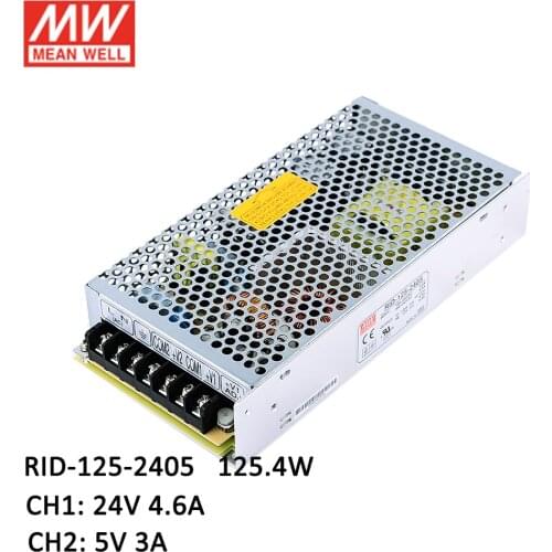 MEAN WELL RID-125-2405 125W Dual Output Isolated Switching Power Supply 110V/220V AC to 24V 4.6A 5V 3A Meanwell Power Unit SMPS