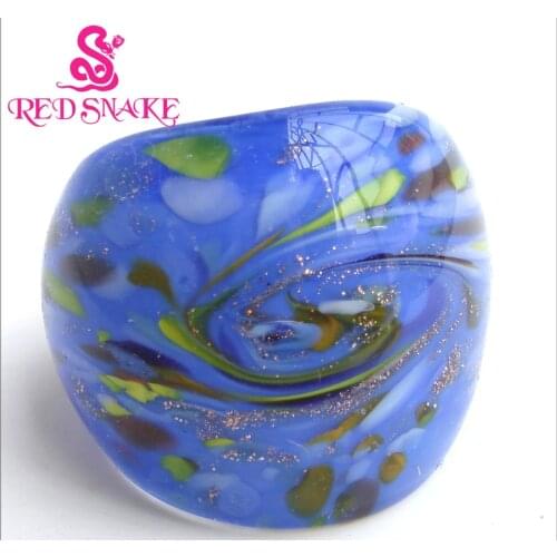 RED SNAKE Fashion Ring Handmade Blue with color spots Murano Glass Rings