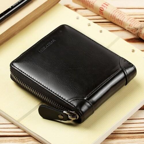 Weysfor PU Leather Men Short Wallet with Coin Pocket Vintage Hasp Mens Wallets Card Holder Luxury Male Short Zipper Coin Purse