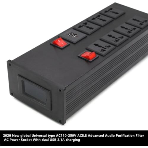 2020 New global Universal type AC110-250V TY3000 Advanced Audio Purification Filter Power Socket With dual USB DC5V/2.1A charger