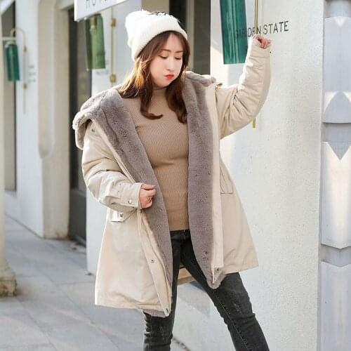 2020 New Winter Thick Warm Fleece Lining Overcoat Fashion Solid Long Hooded Down Jacket Female Loose Pocket Zipper Outerwear 4XL