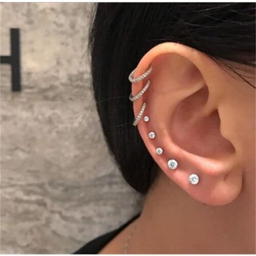 50483 European and American cross-border new crystal single ear set 8 piece set creative retro simple metal earrings