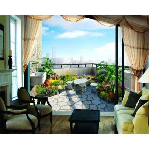 Beibehang Home decoration wallpaper 3D home three-dimensional courtyard high-definition visual TV sofa background 3d wallpaper