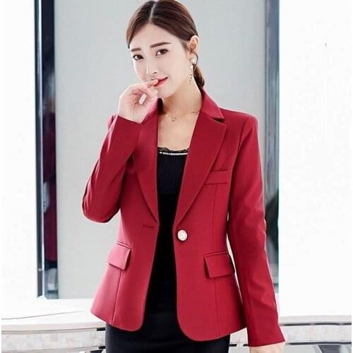 Autumn Spring Slim Women Blazer Business Casual Suit Jacket Single Breasted Korean Style Outwear Chaquetas Mujer Elegant Coat