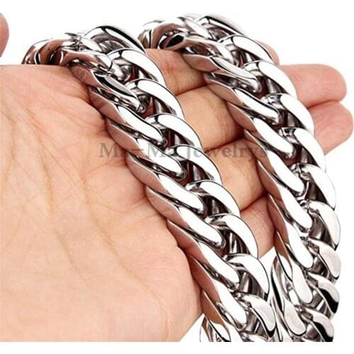 17mm Stainless Steel Heavy Mens Curb Link Cuban Chain Necklace Jewelry 7"-40"