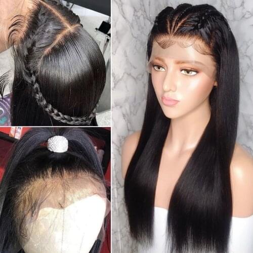 Straight 13*6 Lace Frontal Wig With Baby Hair Glueless Lace Front Human Hair Wigs Pre Plucked Brazilian Remy Wig For Black Women
