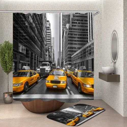 Printing car shower curtain bathroom drop shipping polyester bath curtain shower