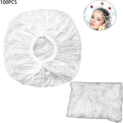 100Pcs Disposable Shower Cap Waterproof Shower Cap Home Beauty Salon Hair Treatment Cap Hair Dye Oil Anti-Stain Cap