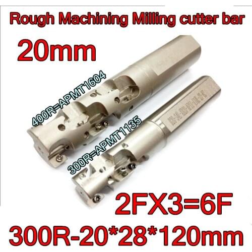TAP300R-20*20*28*120mm*2FX3=6F Rough Machining CNC End Mil bar processing length 28mm Install APMT1135 Carbide insert