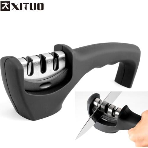 XITUO Knife Sharpener for Ceramic, Steel, Straight and Serrated Knives & Scissors - Diamond/Tungsten/Ceramic Sharpening Blades
