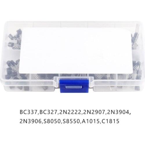 Transistor Assortment Kit BC337 BC327 2N2222 2N2907 2N3904 2N3906 S8050 S8550 C1815 10value 200PCS TransistorsBox Pack connector
