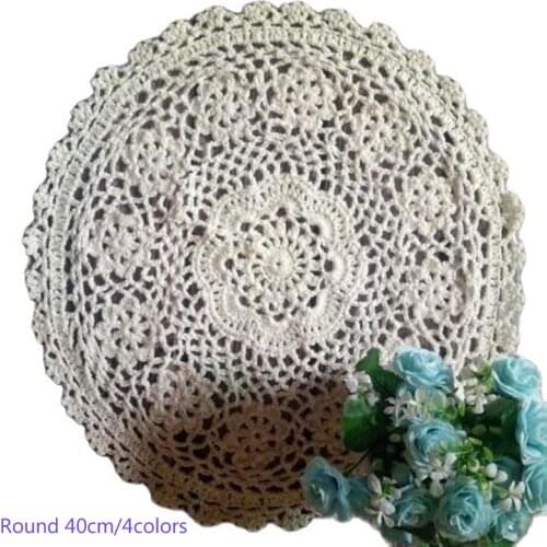 Vintage Lace Round cotton table place mat pad Cloth crochet placemat cup mug Christmas tea coffee coaster New Year doily kitchen