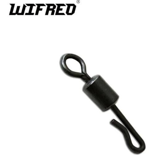 Wifreo 25PCS size #4 Q-Shaped Matt Black Swivels Quick Change Swivel Clip Fishing Terminal Tackle