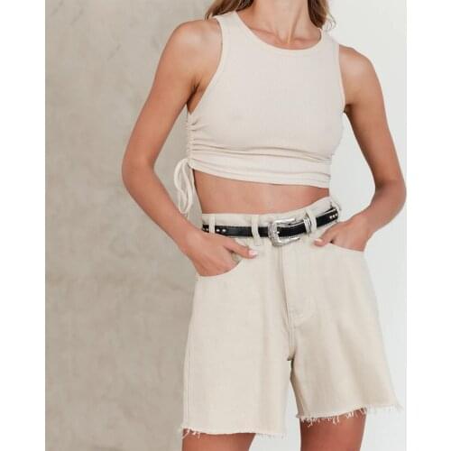 Womens Summer Crop Top Solid Tail Drawstring Short Sleeve Twist Front Tee T-Shirt Bodycon Open Navel Multi Color Tank Blouse