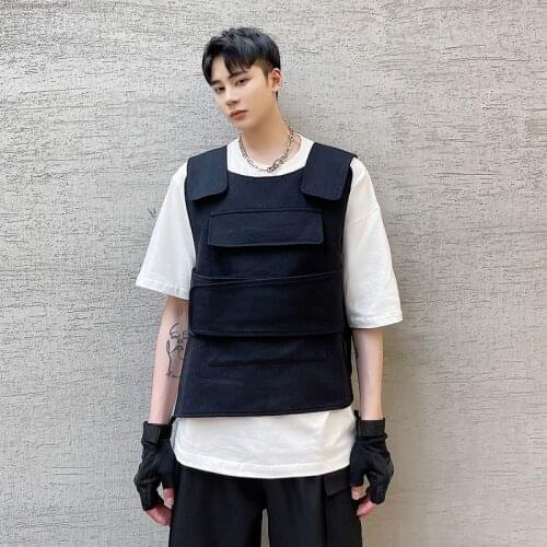 Big size summer functional style personality Velcro loose and versatile small crowd vest trendy mens Yamamoto jacket
