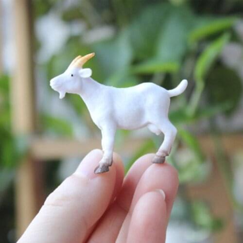 ZOCDOU 1 Piece Simulation Farm Animal Goat Lamb White Sheep Small Statue Figurine Crafts Ornament Miniatures Decor