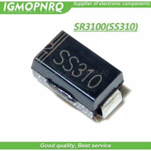 100PCS SS310 SMD Schottky Barrier Rectifier Diode 3A 100V DO-214AC SMA New Original Free Shipping