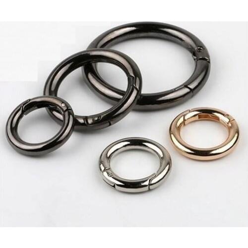 5 Pcs Zinc Alloy Spring O-Ring Buckles Clips Carabiner Round Push Trigger Gate Snap Hooks Plated Purses Handbags DIY Accessories