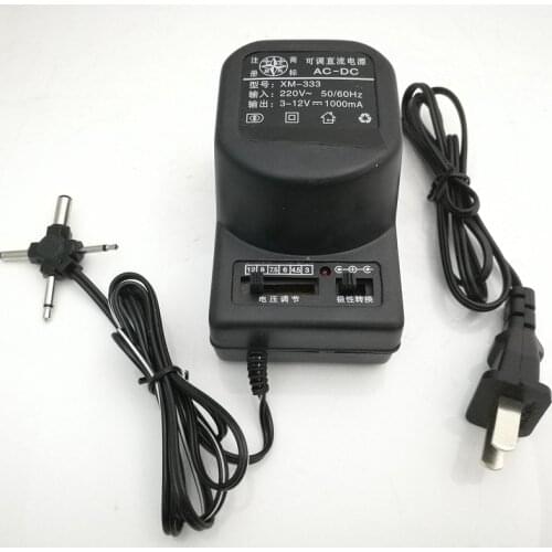 AC 220V IN Adjustable output Power Adapter Out DC 3V 6V 9V 12V 1000MA 1A Transformer
