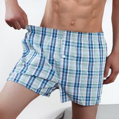 Mens Underwear Boxers Shorts Casual Cotton Sleep Underpants Quality Plaid Loose Comfortable Homewear Striped Panties