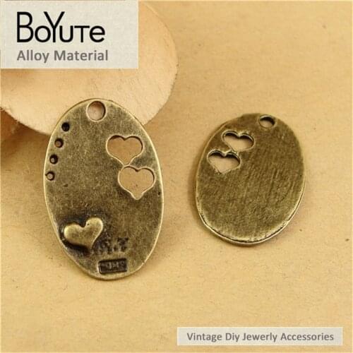 BoYuTe (60 Pieces/Lot) 26*17MM Antique Bronze Zinc Alloy Round Plated Pendant Heart Jewelry Materials
