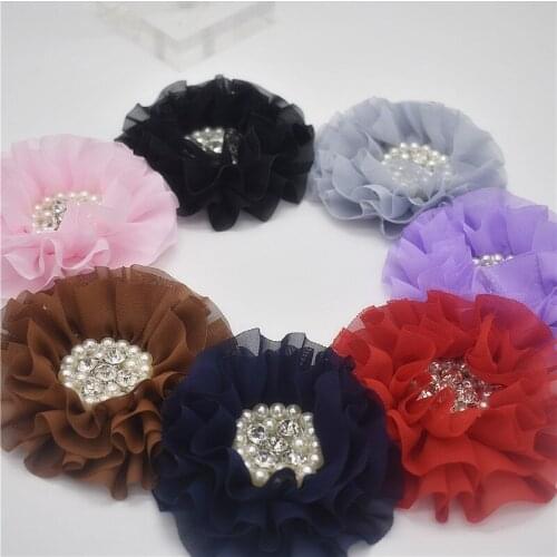 Quick Sale Of Childrens Head Flower Pearl Diamond Buckle Chiffon Cloth Headwear Accessories