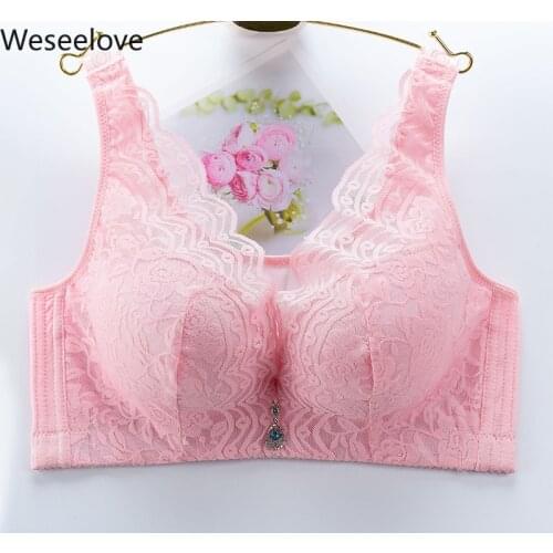 Weseelove Plus Size Bras Push Up Women Sexy Soutien Gorge Female Light and Breathable 115DE Gathered Lace Bralette Woman M02-1