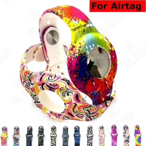 Strap Case for Apple AirTag Silicone Soft Printing Air Tag Anti-Lost Colorful Protective Cover for AirTags Child Kid Wist Straps