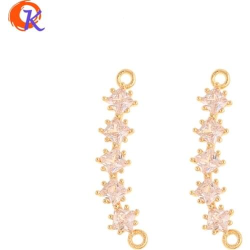 Cordial Design 10Pcs 7*26MM Jewelry Accessories/CZ Connectors/Genuine Gold Plating/Hand Made/DIY Making/Earring Findings