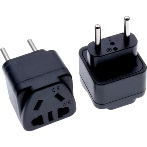 European Standard 4.0mm 2 Round Pin Travel Adapter, US/AU/China 2pin 3pin Socket To EU Plug Converter Travel Adapter