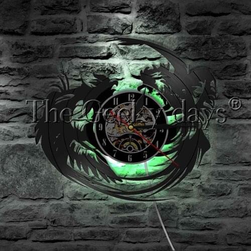 Fighting Roosters Killer Rooster Vinyl Record Wall Clock Modern Design Creative Kickboxing Wall Clock Home Decor